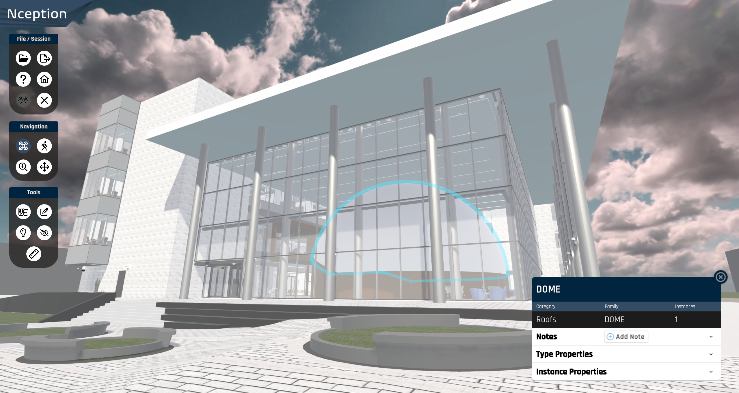 Exterior shot of the Cole STEM building rendered in Nception.